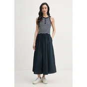 Obleka Tommy Hilfiger Gold Button Poplin Mix Dress Breton Stripe Dark Night/ Ecru XS