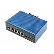 Ind. 4+2-Port Gigabit L2 managed Ethernet POE Swit 4 x GE RJ45 + 2 SFP Port, IEEE802.3at (30W)