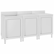 vidaXL Kuhinjska omarica za umivalnik 180x60x96 cm nerjaveče jeklo