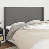 Vidaxl vidaXL Vzglavnik s krilci temno siv 163x16x118/128 cm blago