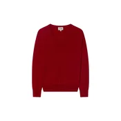 GOBI Cashmere Pulover Womens Timeless Cashmere V-Neck Sweater temno rdeča