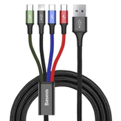 Baseus brzo punjenje/podatkovni kabel 4u1 Lightning + 2 * USB-C + Micro USB 3, 5A 1, 2m, crni