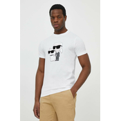 Pamucna majica Karl Lagerfeld za muškarce, boja: bijela, s tiskom