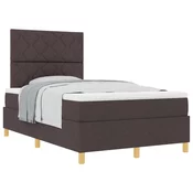 Vidaxl Postelja z vzmetnico z vzmetnico Temno rjava 120 x 190 cm blago