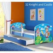 Dječji krevet ACMA s motivom, bočna plava + ladica 180x80 cm 32-knight