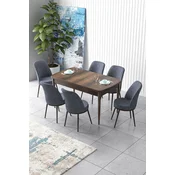 Hanah Home Set Trpezarijski sto i 6 stolica Zen, Sivo-braon