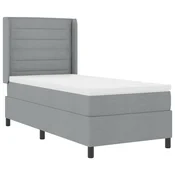 Vidaxl LED Box Spring Postelja Svetlo siva 90 x 190 cm blago