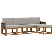 Set vanjskih sofa 5 pcs Prirodna i svjetlosiva Poliester