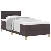 Vidaxl Postelja z vzmetnico z blazino Temno rjava 100 x 200 cm blago