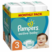 PAMPERS plenice Active Baby 3 Midi, 208 kosov