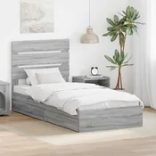 Krevet s od storage Siva Sonoma 70 x 190 cm Konstruirano drvo