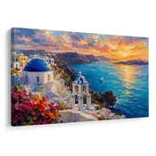 Slika santorinska obala ob sončnem zahodu - 60x40
