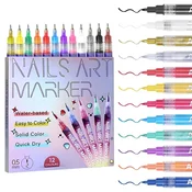Netscroll 12-delni set pisal za poslikavo nohtov, 0,5 mm, ArtNails