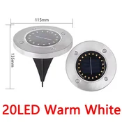 KJB Solarne talne luči 20 LED, topla bela svetloba, 1 kos