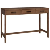 vidaXL Pisalna miza z predali Naravna Trden tikov les 110 x 50 x 75 cm