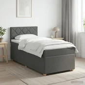 vidaXL Postelja boxspring z vzmetnico Temno siva 80 x 200 cm Blago