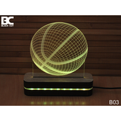 Black Cut 3D Lampa Košarkaška Lopta Toplo bela