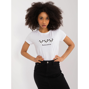 White womens T-shirt with BASIC FEEL GOOD application