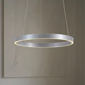 Lucande LED viseča svetilka Yonam, O 60 cm, 1-svetilna, aluminij, CCT - Dnevna soba/jedilnica - Sodobni - aluminijasta, bela - Kovina