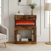 vidaXL Električni kamin Dimljen hrast 64 x 30 x 87 cm Inženirski les