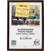 Nikcorp Leseni okvir 3-B Jena za fotografije A4 21x29,7 cm temno rjav, minimalističen viseči okvir iz masivnega borovega lesa 13 mm, akrilno steklo, MDF zadnja stena
