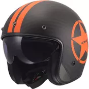 Otvorena motociklisticka kaciga LS2 OF601 Bob II Carbon Star mat narancasta