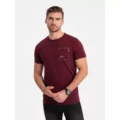OMBRE Moška bombažna majica z žepom V2 OM-TSPT-0154 bordo MDN124344 L