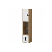 Polica Akron N111 S ladicama, S vratima, Iveral, 191x40x40cm, Mat bijelo, Craft hrast