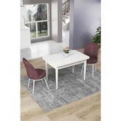 Hanah Home trpezarijski set Nil, sto i 2 stolice, bela ploca, puder roze tkanina Babyface