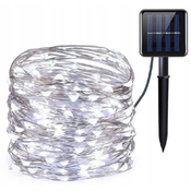 Solarni LED niz 100 LED 10m IP65 600 mAh s senzorjem svetlobe hladno bela