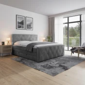 MID.YOU POSTELJA BOXSPRING 180 cm  x 200 cm , kovina, umetna masa, tekstil, karton, leseni material svetlo siva
