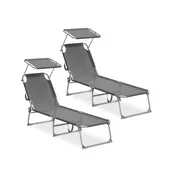 Songmics Ležalnik 189x53x285 cm siva zložljiva