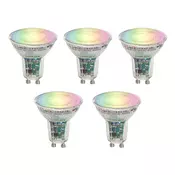 Komplet 5 pametnih žarnic GU10 50 LED prozornih RGBW 4,5 W 350 lm 2700-6000K
