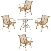 Casa Padrino Art Nouveau wrought iron garden furniture set brown - 1 Round Garden Table & 4 Garden Chairs with Armrests - Nostalgic garden furniture - Baroque & Art Nouveau garden furniture