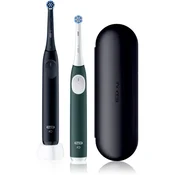 Oral-B iO2 Clean & Gentle električna zobna ščetka z etuijem DUO paket Matt Black & Forest Green