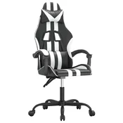 Vidaxl Vrtljiv gaming stol črno in belo umetno usnje