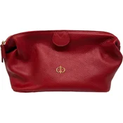 Casa Padrino luxury genuine leather cosmetic bag red / gold 28 cm - Made in Italy