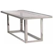 Casa Padrino luxury dining table silver 220 x 90 x H. 77 cm - Rectangular metal dining room table with glass top - Dining room furniture - Luxury furniture