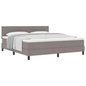 Vidaxl Postelja z vzmetnico z vzglavjem Taupe 180 x 200 cm blago