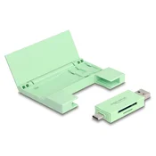 Delock čitalnik kartic USB 5 Gbps USB Type-C™/Type-A za pomnilniške kartice SD in Micro SD s praktičnim etuijem za pomnilniško kartico - mint