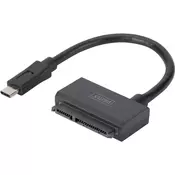 Digitus USB 3.1, Trdi disk, Pogon, prenosnik adapter cable [1x Moški konektor USB 3.1 tipa C-1x Kombiniran ženski konektor SATA, 15 +