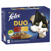 Vrečke FELIX Fantastic Duo, okusen izbor hran v želatini 12x85 g