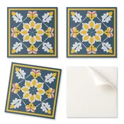 shumee Komplet samolepilnih PVC ploščic s cvetličnim vzorcem v simetriji 9x30x30 cm