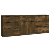 Vidaxl 3-delna komoda dimljeni hrast konstruiran les