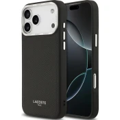 Ovitek Lacoste PU usnjen Champs Elysees MagSafe ovitek za iPhone 17 Pro Max črni (LCHMP17XPCESK)
