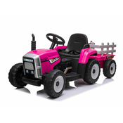 Mamido Traktor na akumulator s prikolico T2 roza 12V7Ah EVA kolesa