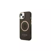 Guess Futrola za iPhone 13 Black Gold Outline Translucent MagSafe ( GSM168206 )