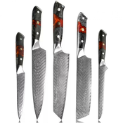 Okazaki Damascus set kuhinjskih nožev - črna / rjava KP19991