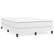 Vidaxl Posteljni okvir z vzmetmi bel 140x190 cm umetno usnje