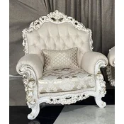 Casa Padrino luxury baroque armchair cream/white/gold - Magnificent living room armchair - Baroque style living room furniture - Luxury furniture in baroque style - Baroque furnishings
